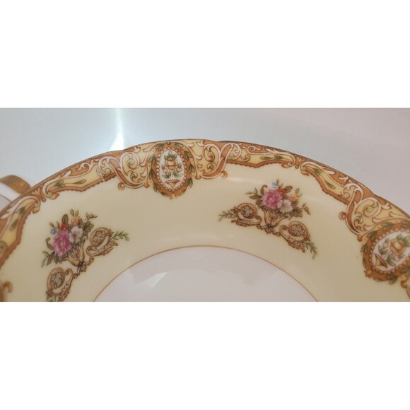 Vintage Noritake Fine China Ashley 3928 Japan Handled Cream Soup Bowl Floral - Picture 2 of 10